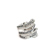 18k White Gold 1.25ct G VS2 Round Diamond / 1.00ct Black Round Diamond Ring 20mm Wide 13 gram
